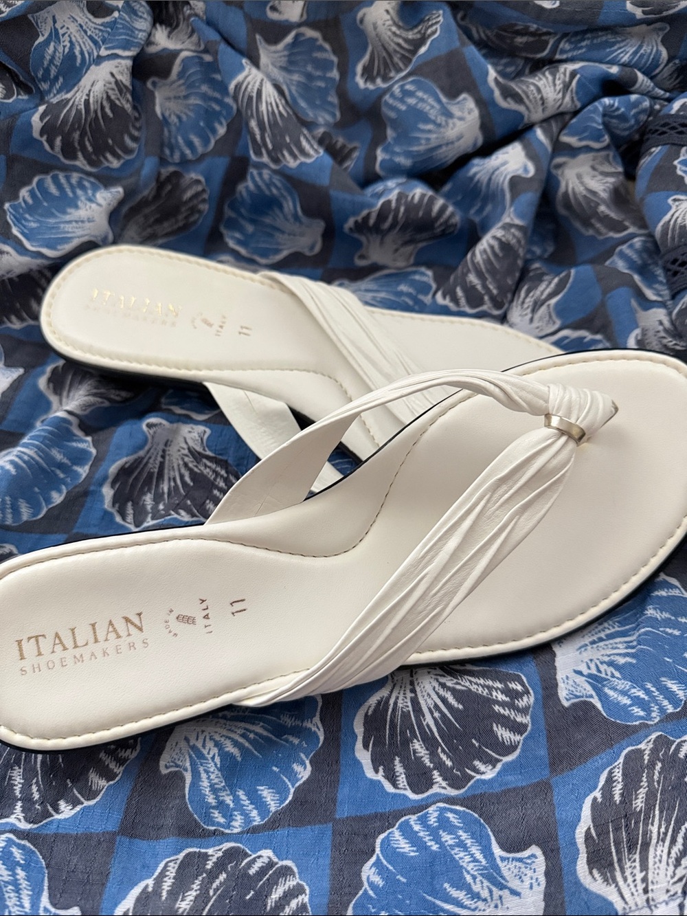 Italian Shoemakers White Knotted Toe-Post Sandals
